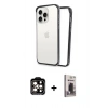 MARSİLYAN™- iPhone 15 Pro Max Kılıf Pusula Asil Koleksiyonu - Siyah Bilvis Hayalet Cam Ekran Koruyucu + Turuncu PVD Metal Kamera Lens