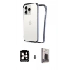 MARSİLYAN™- iPhone 15 Pro Max Kılıf Pusula Asil Koleksiyonu - Siyah Bilvis Hayalet Cam Ekran Koruyucu + Turuncu PVD Metal Kamera Lens