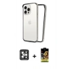 MARSİLYAN™- iPhone 15 Pro Max Kılıf Pusula Asil Koleksiyonu - Siyah Buffer Cam Ekran Koruyucu + PVD Metal Kamera Lens - GI