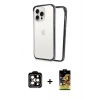 MARSİLYAN™- iPhone 15 Pro Max Kılıf Pusula Asil Koleksiyonu - Siyah Buffer Cam Ekran Koruyucu + PVD Metal Kamera Lens - TU