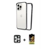 MARSİLYAN™- iPhone 15 Pro Max Kılıf Pusula Asil Koleksiyonu - Siyah Buffer Cam Ekran Koruyucu + PVD Metal Kamera Lens - LT