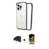 MARSİLYAN™- iPhone 15 Pro Max Kılıf Pusula Asil Koleksiyonu - Siyah Buffer Cam Ekran Koruyucu + Raze Metal Kamera Lens - LT