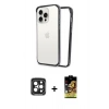 MARSİLYAN™- iPhone 15 Pro Max Kılıf Pusula Asil Koleksiyonu - Siyah Buffer Cam Ekran Koruyucu + Siyah PVD Metal Kamera Lens