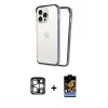MARSİLYAN™- iPhone 15 Pro Max Kılıf Pusula Asil Koleksiyonu - Siyah Buffer Hayalet Cam Ekran Koruyucu + PVD Metal Kamera Lens - GS