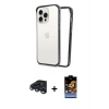 MARSİLYAN™- iPhone 15 Pro Max Kılıf Pusula Asil Koleksiyonu - Siyah Buffer Hayalet Cam Ekran Koruyucu + Raze Metal Kamera Lens - LT