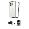 MARSİLYAN™- iPhone 15 Pro Max Kılıf Pusula Asil Koleksiyonu - Siyah Buffer Hayalet Cam Ekran Koruyucu + Raze Metal Kamera Lens - LT