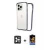 MARSİLYAN™- iPhone 15 Pro Max Kılıf Pusula Asil Koleksiyonu - Siyah Buffer Hayalet Cam Ekran Koruyucu + PVD Metal Kamera Lens - SH
