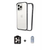 MARSİLYAN™- iPhone 15 Pro Max Kılıf Pusula Asil Koleksiyonu - Siyah Joko Magic 5D Cam + Turuncu PVD Metal Kamera Lens