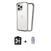 MARSİLYAN™- iPhone 15 Pro Max Kılıf Pusula Asil Koleksiyonu - Siyah Joko Magic 5D Cam + Turuncu PVD Metal Kamera Lens