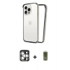 MARSİLYAN™- iPhone 15 Pro Max Kılıf Pusula Asil Koleksiyonu - Siyah Joko Magic 5D Hayalet Cam + PVD Metal Kamera Lens - GS
