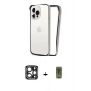 MARSİLYAN™- iPhone 15 Pro Max Kılıf Pusula Asil Koleksiyonu - Siyah Joko Magic 5D Hayalet Cam + PVD Metal Kamera Lens - LT