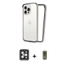 MARSİLYAN™- iPhone 15 Pro Max Kılıf Pusula Asil Koleksiyonu - Siyah Joko Magic 5D Hayalet Cam + PVD Metal Kamera Lens - SH