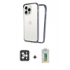 MARSİLYAN™- iPhone 15 Pro Max Kılıf Pusula Asil Koleksiyonu - Siyah Polymer Nano Ekran Koruyucu + Gri PVD Metal Kamera Lens