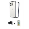 MARSİLYAN™- iPhone 15 Pro Max Kılıf Pusula Asil Koleksiyonu - Siyah Polymer Nano Ekran Koruyucu + Lacivert Raze Metal Kamera Lens