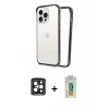MARSİLYAN™- iPhone 15 Pro Max Kılıf Pusula Asil Koleksiyonu - Siyah Polymer Nano Ekran Koruyucu + PVD Metal Kamera Lens - SH