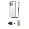MARSİLYAN™- iPhone 15 Pro Max Kılıf Pusula Asil Koleksiyonu - Siyah Polymer Nano Ekran Koruyucu + Raze Metal Kamera Lens - TMGI
