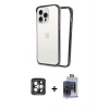 MARSİLYAN™- iPhone 15 Pro Max Kılıf Pusula Asil Koleksiyonu - Siyah Vanessa Magic Cam + Gri PVD Metal Kamera Lens