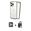 MARSİLYAN™- iPhone 15 Pro Max Kılıf Pusula Asil Koleksiyonu - Siyah Vanessa Magic Cam + Gri PVD Metal Kamera Lens