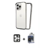 MARSİLYAN™- iPhone 15 Pro Max Kılıf Pusula Asil Koleksiyonu - Siyah Vanessa Magic Cam + PVD Metal Kamera Lens - GS