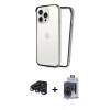 MARSİLYAN™- iPhone 15 Pro Max Kılıf Pusula Asil Koleksiyonu - Siyah Vanessa Magic Cam + Raze Metal Kamera Lens - LT