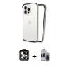 MARSİLYAN™- iPhone 15 Pro Max Kılıf Pusula Asil Koleksiyonu - Siyah Vanessa Magic Hayalet Cam + PVD Metal Kamera Lens - TU