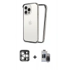 MARSİLYAN™- iPhone 15 Pro Max Kılıf Pusula Asil Koleksiyonu - Siyah Vanessa Magic Hayalet Cam + PVD Metal Kamera Lens - GS