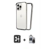 MARSİLYAN™- iPhone 15 Pro Max Kılıf Pusula Asil Koleksiyonu - Siyah Vanessa Magic Hayalet Cam + PVD Metal Kamera Lens - SH
