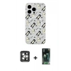 MARSİLYAN™- iPhone 15 Pro Max Kılıf Pusula Form - Şeffaf 360 Full Body Arka Koruyucu + PVD Metal Kamera Lens - GI