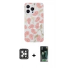 MARSİLYAN™- iPhone 15 Pro Max Kılıf Pusula Form - Şeffaf 360 Full Body Arka Koruyucu + PVD Metal Kamera Lens - GI