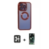 MARSİLYAN™- iPhone 15 Pro Max Kılıf Pusula Form - Şeffaf 360 Full Body Arka Koruyucu + PVD Metal Kamera Lens - GI