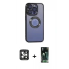 MARSİLYAN™- iPhone 15 Pro Max Kılıf Pusula Form - Şeffaf 360 Full Body Arka Koruyucu + PVD Metal Kamera Lens - GI