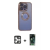 MARSİLYAN™- iPhone 15 Pro Max Kılıf Pusula Form - Şeffaf 360 Full Body Arka Koruyucu + PVD Metal Kamera Lens - GS