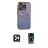 MARSİLYAN™- iPhone 15 Pro Max Kılıf Pusula Form - Şeffaf 360 Full Body Arka Koruyucu + PVD Metal Kamera Lens - SH