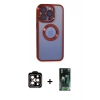 MARSİLYAN™- iPhone 15 Pro Max Kılıf Pusula Form - Şeffaf 360 Full Body Arka Koruyucu + PVD Metal Kamera Lens - TU