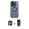 MARSİLYAN™- iPhone 15 Pro Max Kılıf Pusula Form - Şeffaf 360 Full Body Arka Koruyucu + PVD Metal Kamera Lens - TU