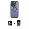 MARSİLYAN™- iPhone 15 Pro Max Kılıf Pusula Form - Şeffaf 360 Full Body Arka Koruyucu + PVD Metal Kamera Lens - TU