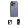 MARSİLYAN™- iPhone 15 Pro Max Kılıf Pusula Form - Şeffaf 360 Full Body Arka Koruyucu + PVD Metal Kamera Lens - SH