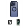 MARSİLYAN™- iPhone 15 Pro Max Kılıf Pusula Form - Şeffaf 360 Full Body Arka Koruyucu + PVD Metal Kamera Lens - SH