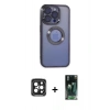 MARSİLYAN™- iPhone 15 Pro Max Kılıf Pusula Form - Şeffaf 360 Full Body Arka Koruyucu + PVD Metal Kamera Lens - SH