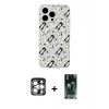 MARSİLYAN™- iPhone 15 Pro Max Kılıf Pusula Form - Şeffaf 360 Full Body Arka Koruyucu + PVD Metal Kamera Lens - GS