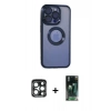 MARSİLYAN™- iPhone 15 Pro Max Kılıf Pusula Form - Şeffaf 360 Full Body Arka Koruyucu + PVD Metal Kamera Lens - LT
