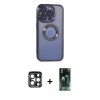 MARSİLYAN™- iPhone 15 Pro Max Kılıf Pusula Form - Şeffaf 360 Full Body Arka Koruyucu + PVD Metal Kamera Lens - LT
