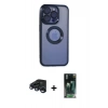 MARSİLYAN™- iPhone 15 Pro Max Kılıf Pusula Form - Şeffaf 360 Full Body Arka Koruyucu + Raze Metal Kamera Lens - LT