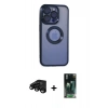 MARSİLYAN™- iPhone 15 Pro Max Kılıf Pusula Form - Şeffaf 360 Full Body Arka Koruyucu + Raze Metal Kamera Lens - SH