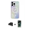 MARSİLYAN™- iPhone 15 Pro Max Kılıf Pusula Form - Şeffaf 360 Full Body Arka Koruyucu + Raze Metal Kamera Lens - TMGI