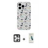 MARSİLYAN™- iPhone 15 Pro Max Kılıf Pusula Form - Şeffaf Pasifik Cam Ekran Koruyucu + PVD Metal Kamera Lens - GS