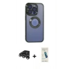 MARSİLYAN™- iPhone 15 Pro Max Kılıf Pusula Form - Şeffaf Pasifik Cam Ekran Koruyucu + Raze Metal Kamera Lens - GS