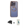 MARSİLYAN™- iPhone 15 Pro Max Kılıf Pusula Form - Şeffaf Pasifik Cam Ekran Koruyucu + Raze Metal Kamera Lens - GS