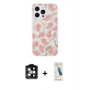 MARSİLYAN™- iPhone 15 Pro Max Kılıf Pusula Form - Şeffaf Pasifik Cam Ekran Koruyucu + PVD Metal Kamera Lens - TU