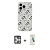 MARSİLYAN™- iPhone 15 Pro Max Kılıf Pusula Form - Şeffaf Pasifik Cam Ekran Koruyucu + PVD Metal Kamera Lens - GS